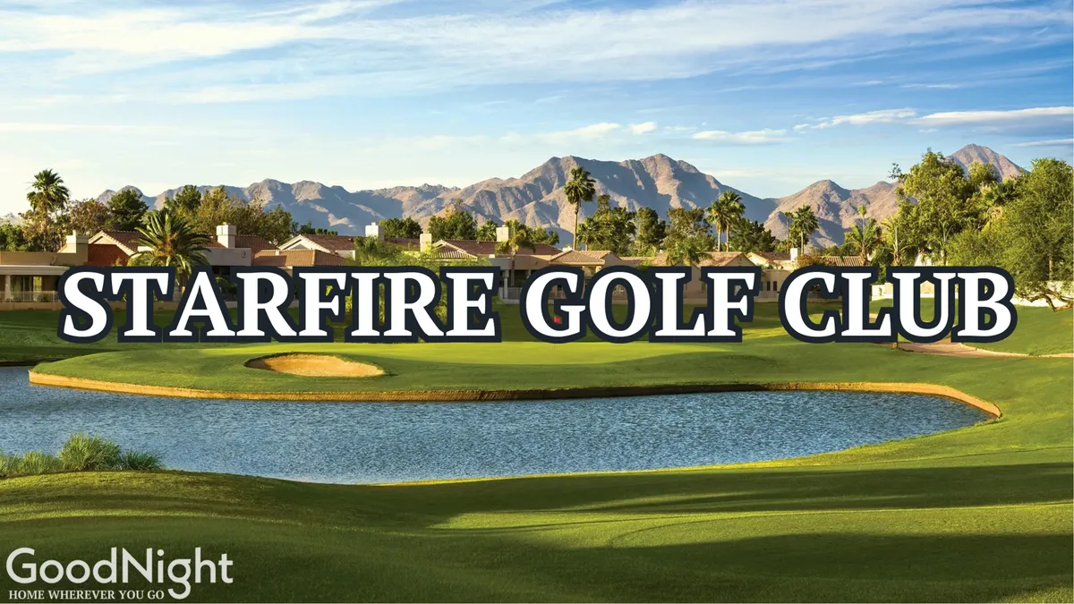 A panoramic view of a beautiful golf course with a tranquil water feature, residential homes, and majestic mountains in the background. The image captures the serene and upscale ambiance of the neighborhood, with clear skies and lush landscaping.